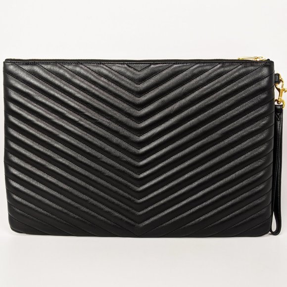 SOLD Saint Laurent Black Large Monongram Wristlet - Picture 4 of 8